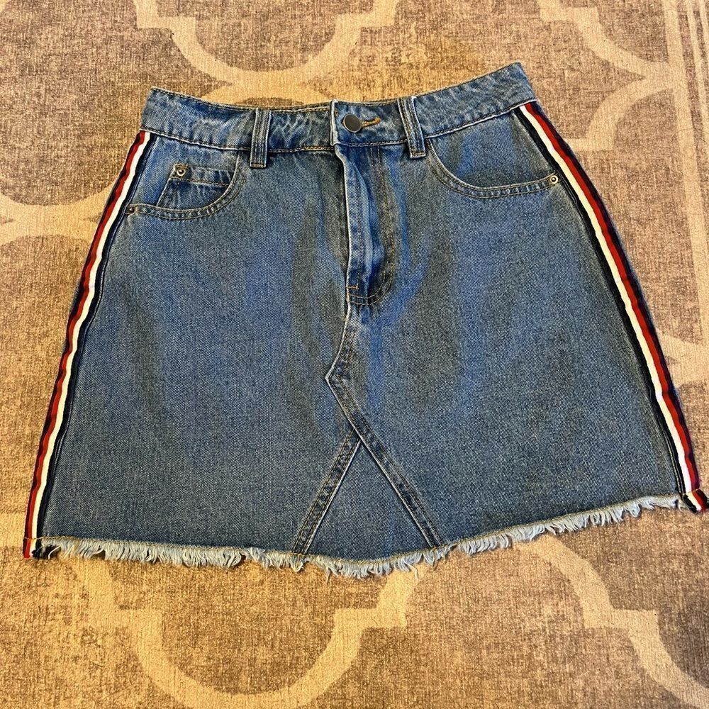 Denim skirt size 4 with stripes